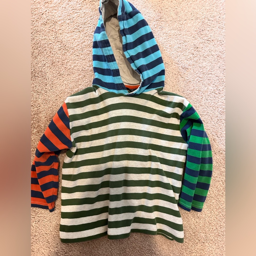next co Striped Hooded Sweatshirt in Green, Cream, Blue & Orange